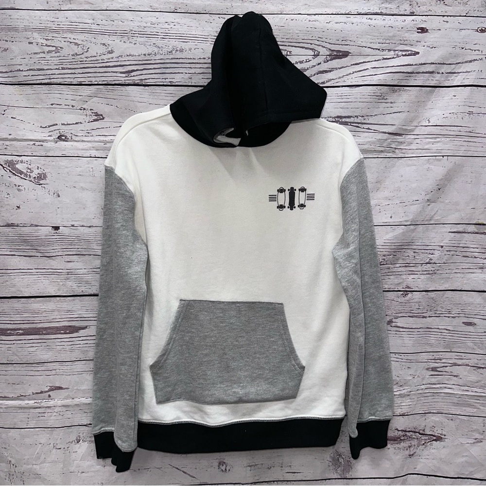 Colorblock Hoodie - Black, White, and Gray